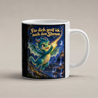 Sternenhüter – Drachen-Tasse. Spruch: Für dich greif ich nach den Sternen. Weiß. 1 STUDIO.