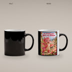Blütendrache – Drachen-Tasse. Spruch: Du bringst mein Herz zum Blühen. Black Edition mit Wärmeeffekt. 4 KALT HEISS.