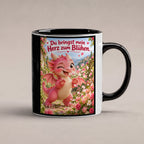 Blütendrache – Drachen-Tasse. Spruch: Du bringst mein Herz zum Blühen. Innen schwarz. 1 STUDIO.