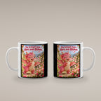 Blütendrache – Drachen-Tasse. Spruch: Du bringst mein Herz zum Blühen. Weiß. 4 BEIDE SEITEN.