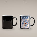 Schneedrache – Drachen-Tasse. Spruch: Mit dir wird mir warm ums Herz. Black Edition mit Wärmeeffekt. 4 KALT HEISS.
