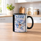 Schneedrache – Drachen-Tasse. Spruch: Mit dir wird mir warm ums Herz. Innen schwarz. 2 KUECHE.