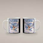 Schneedrache – Drachen-Tasse. Spruch: Mit dir wird mir warm ums Herz. Weiß. 4 BEIDE SEITEN.
