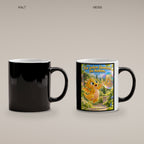 Seifenblasendrache – Drachen-Tasse. Spruch: Für jeden Quatsch zu haben. Black Edition mit Wärmeeffekt. 4 KALT HEISS.