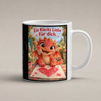 Maldrache – Drachen-Tasse. Spruch: Ein Klecks Liebe für dich. Weiß. 1 STUDIO.