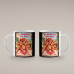 Maldrache – Drachen-Tasse. Spruch: Ein Klecks Liebe für dich. Weiß. 4 BEIDE SEITEN.