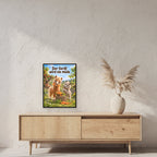 Möhren-Schnurrbart – Gerahmtes Ponybild. Spruch: Der Gerät wird nie müde. 45×60 cm. Schwarzer Holzrahmen ohne Passepartout. 2 RAUM 45x60cm