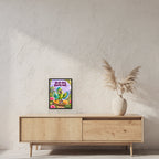 Citrus-DJ – Gerahmtes Papageienbild. Spruch: Dreh den Swag auf. 30×40 cm. Schwarzer Holzrahmen ohne Passepartout. 2 RAUM 30x40cm