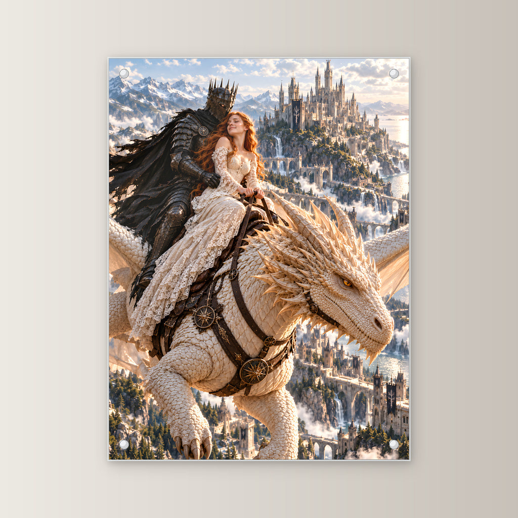 Drachenritt – Fantasywand-Fantasymotiv. 1 FRONTAL.