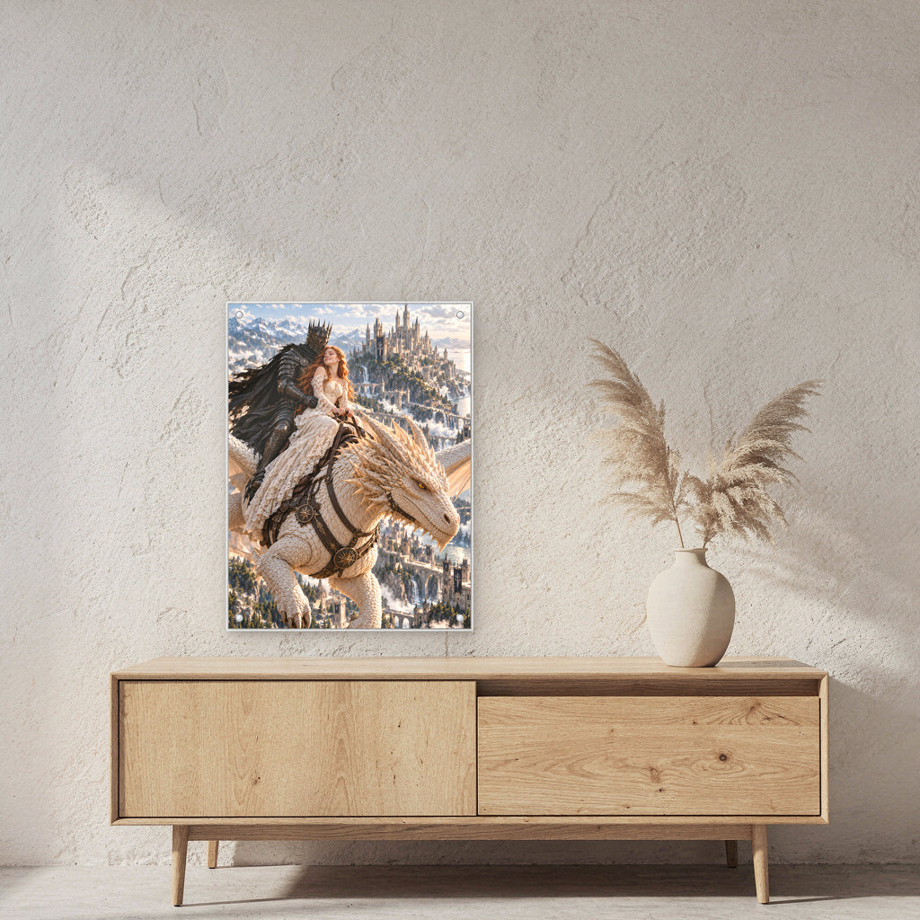 Drachenritt – Fantasywand-Fantasymotiv. 2 RAUM 60x80cm.