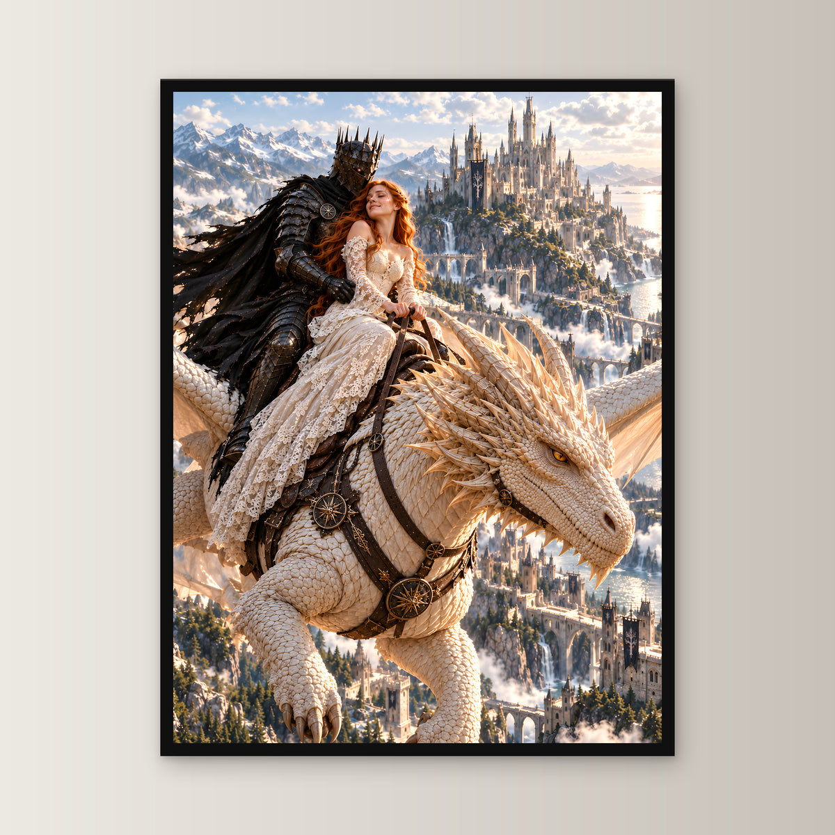Drachenritt – Fantasywand-Fantasymotiv. 1 FRONTAL.