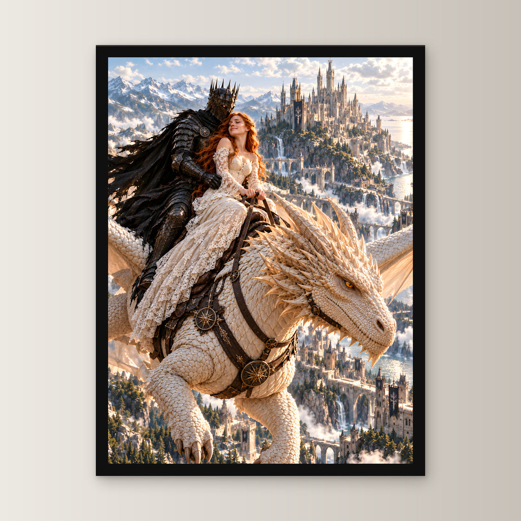 Drachenritt – Fantasywand-Fantasymotiv. 1 FRONTAL.