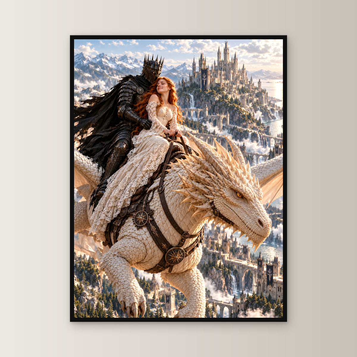 Drachenritt – Fantasywand-Fantasymotiv. 1 FRONTAL.