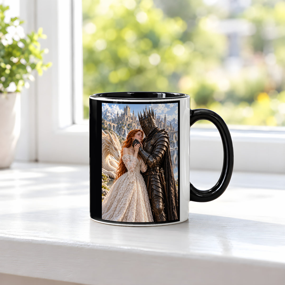 Hand an Wange – Fantasywand-Fantasymotiv. 3 FENSTER. Innen schwarz.