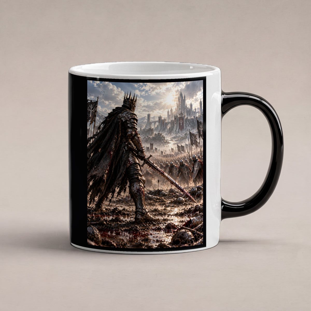 Einer gegen alle – Fantasywand-Fantasymotiv. 1 STUDIO HEISS. Zaubertasse: Wärmeeffekt.