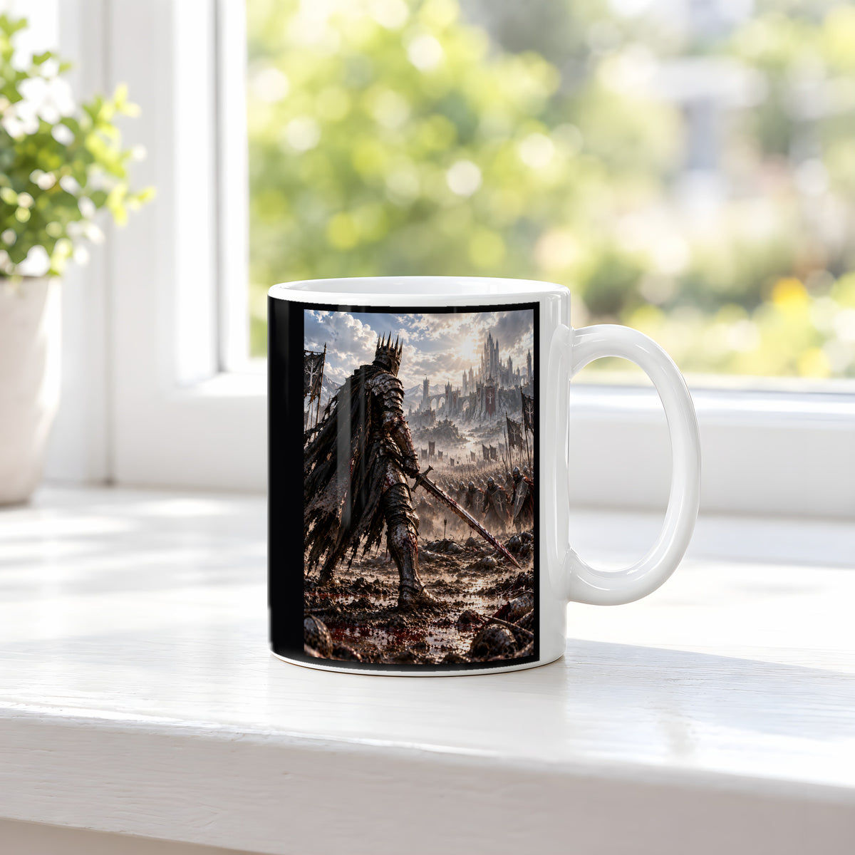Einer gegen alle – Fantasywand-Fantasymotiv. 3 FENSTER. Weiß.