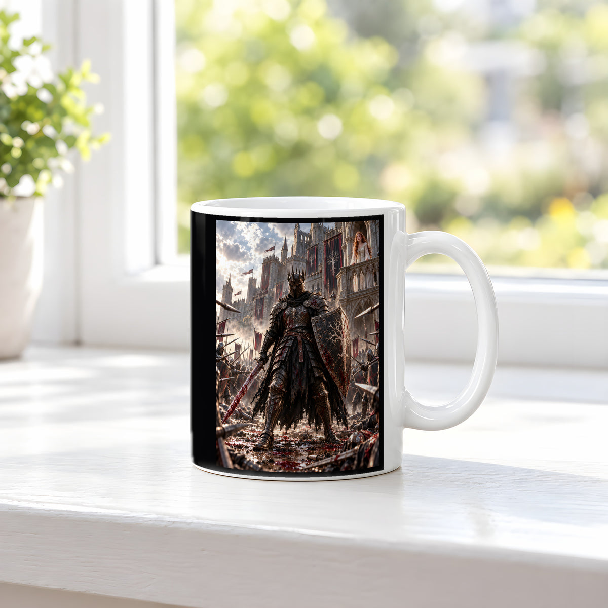 Vor ihren Augen – Fantasywand-Fantasymotiv. 3 FENSTER. Weiß.