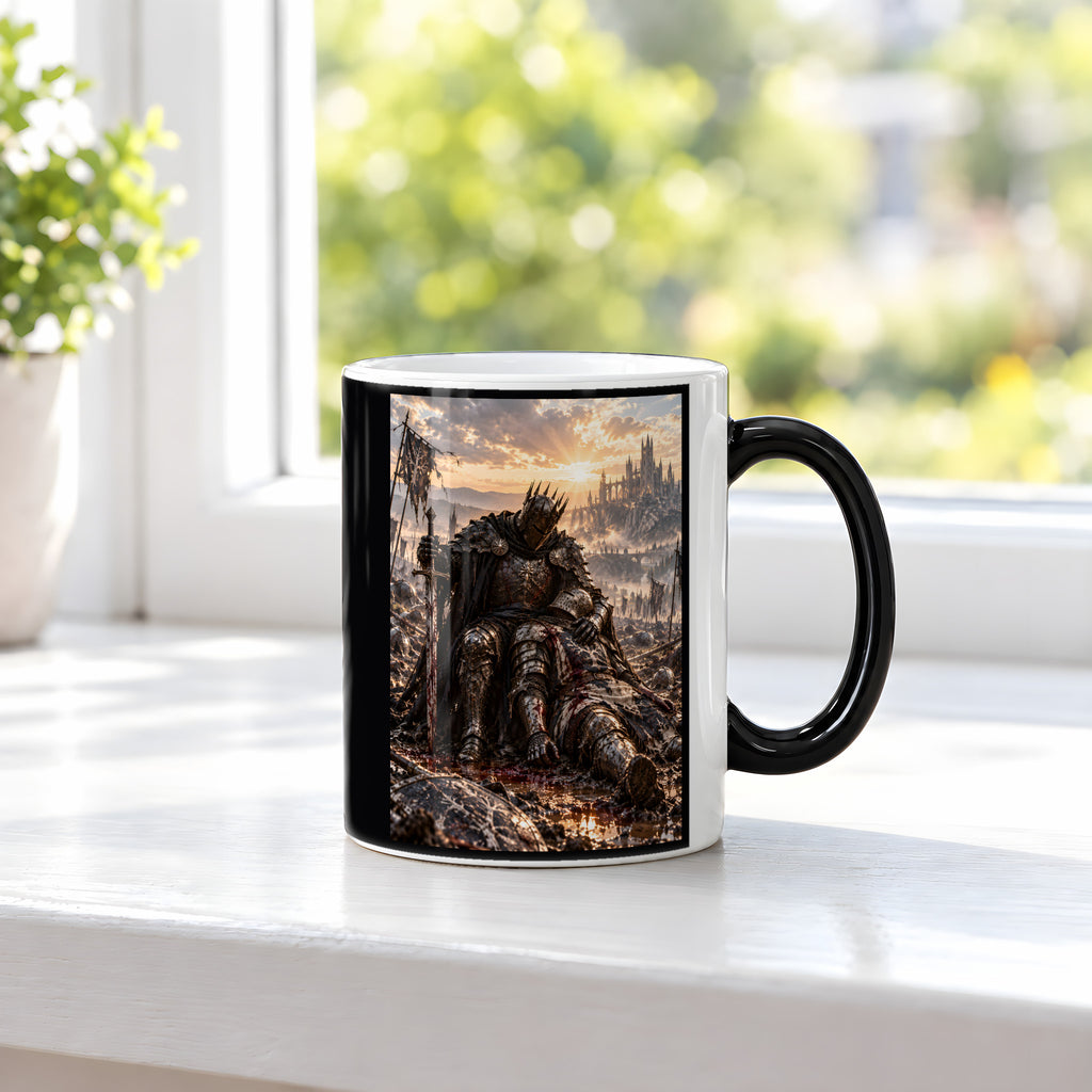 Trauer im Morgenlicht – Fantasywand-Fantasymotiv. 3 FENSTER HEISS. Zaubertasse: Wärmeeffekt.
