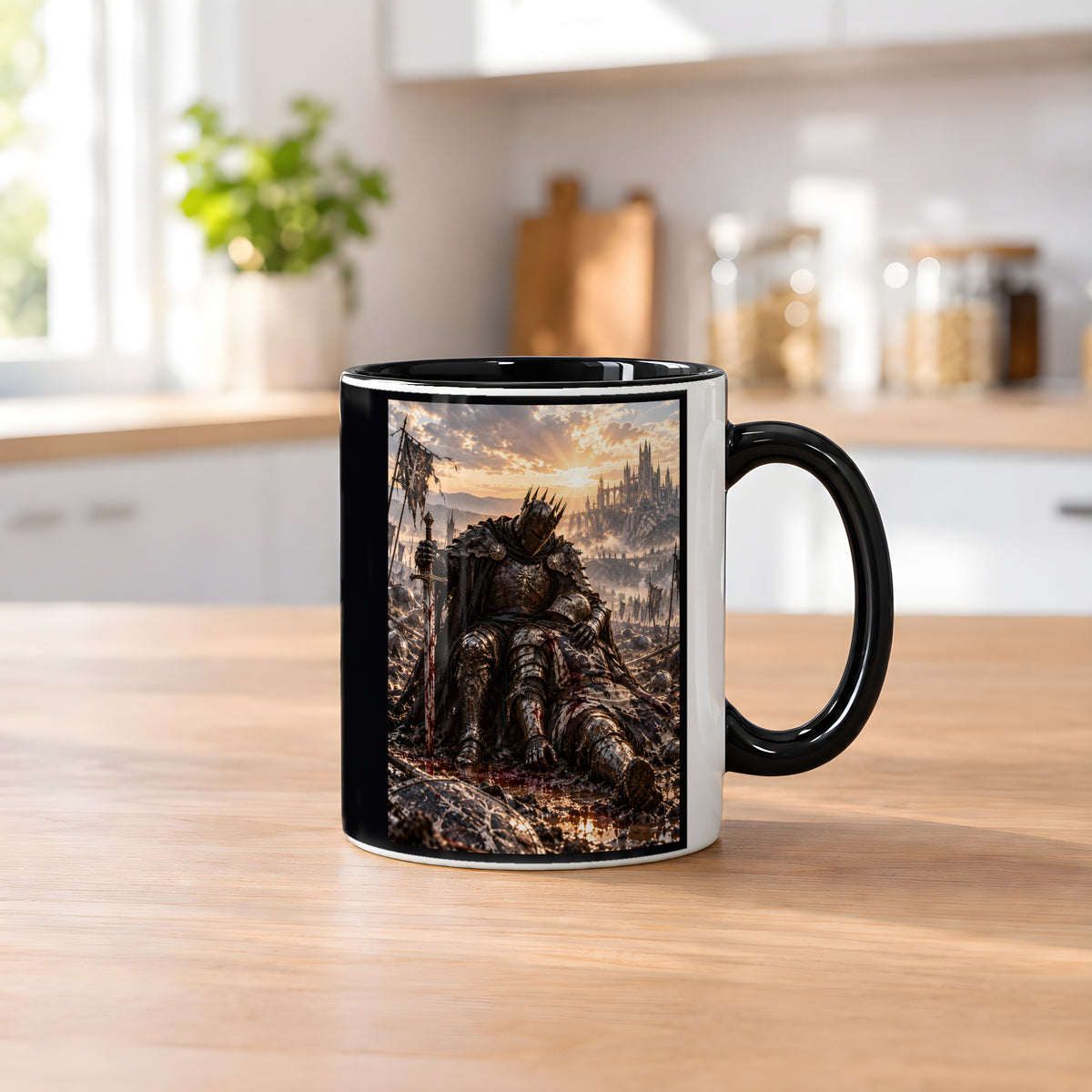 Trauer im Morgenlicht – Fantasywand-Fantasymotiv. 2 KUECHE. Innen schwarz.