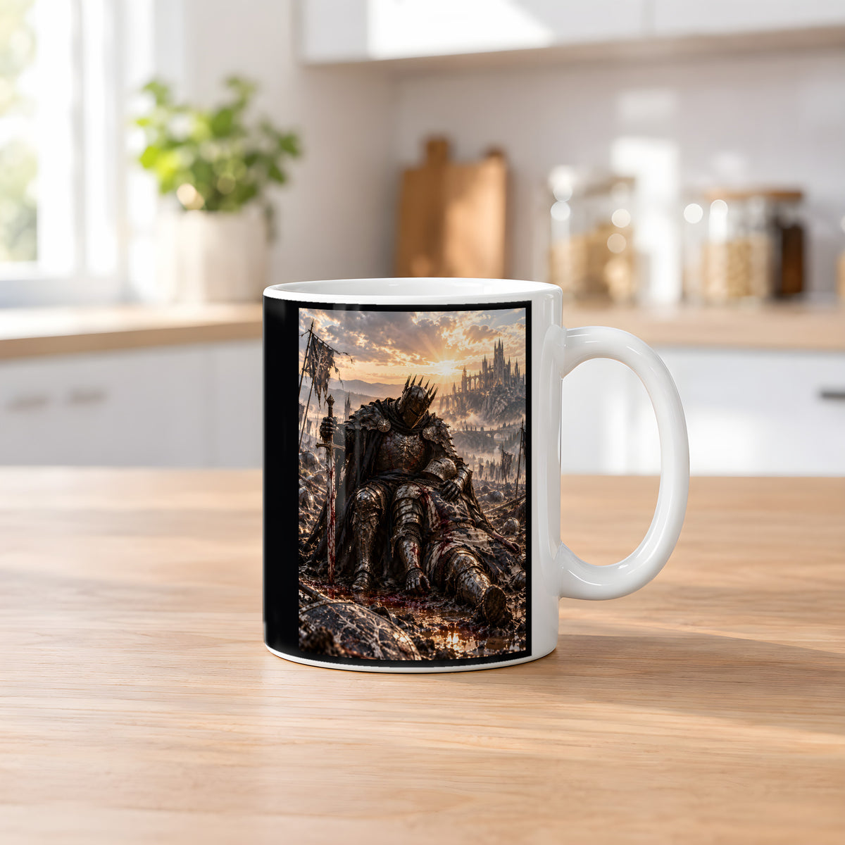 Trauer im Morgenlicht – Fantasywand-Fantasymotiv. 2 KUECHE. Weiß.