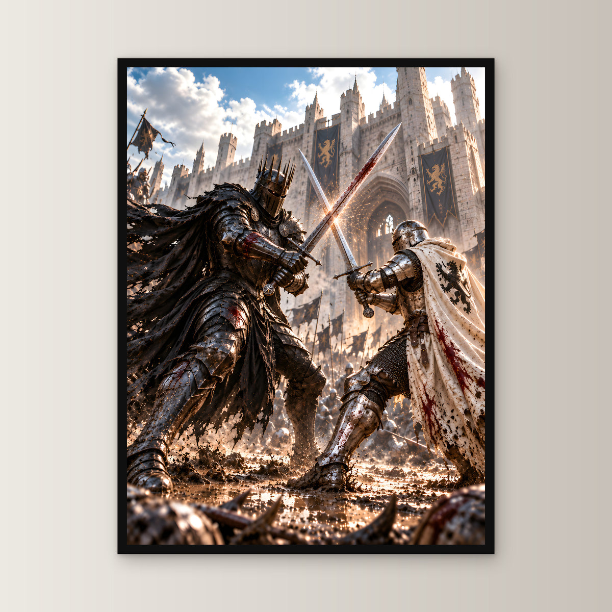 Schwertkampf – Fantasywand-Fantasymotiv. 1 FRONTAL.
