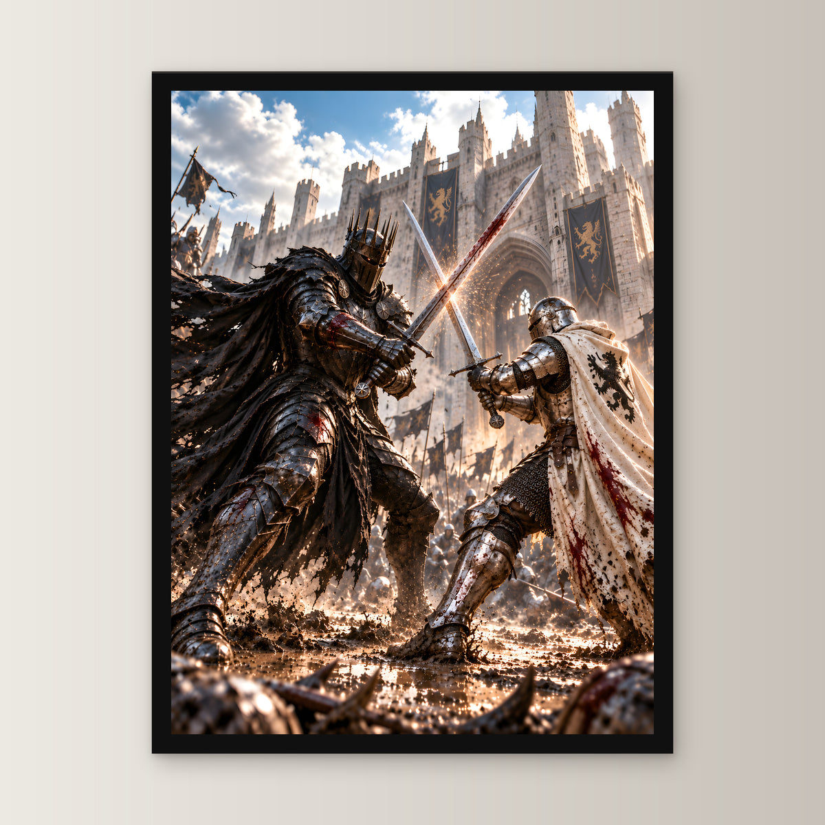 Schwertkampf – Fantasywand-Fantasymotiv. 1 FRONTAL.