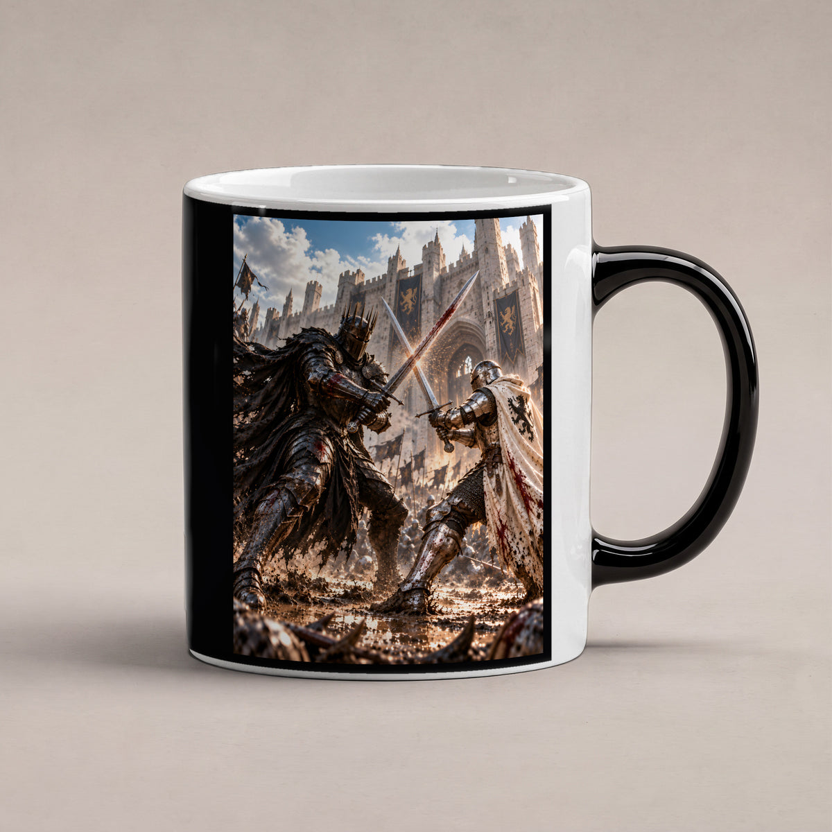 Schwertkampf – Fantasywand-Fantasymotiv. 1 STUDIO HEISS. Zaubertasse: Wärmeeffekt.