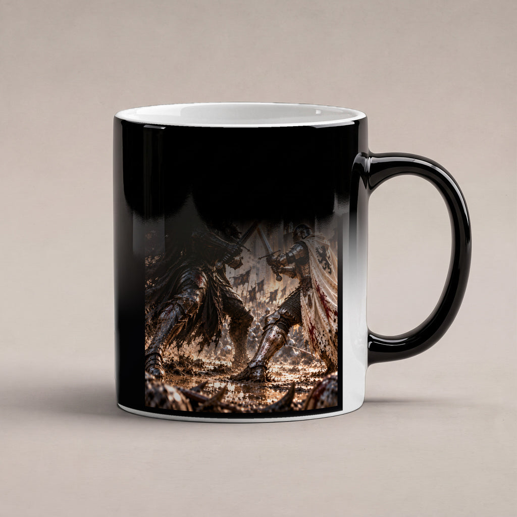 Schwertkampf – Fantasywand-Fantasymotiv. 6 WAERMEEFFEKT. Zaubertasse: Wärmeeffekt.