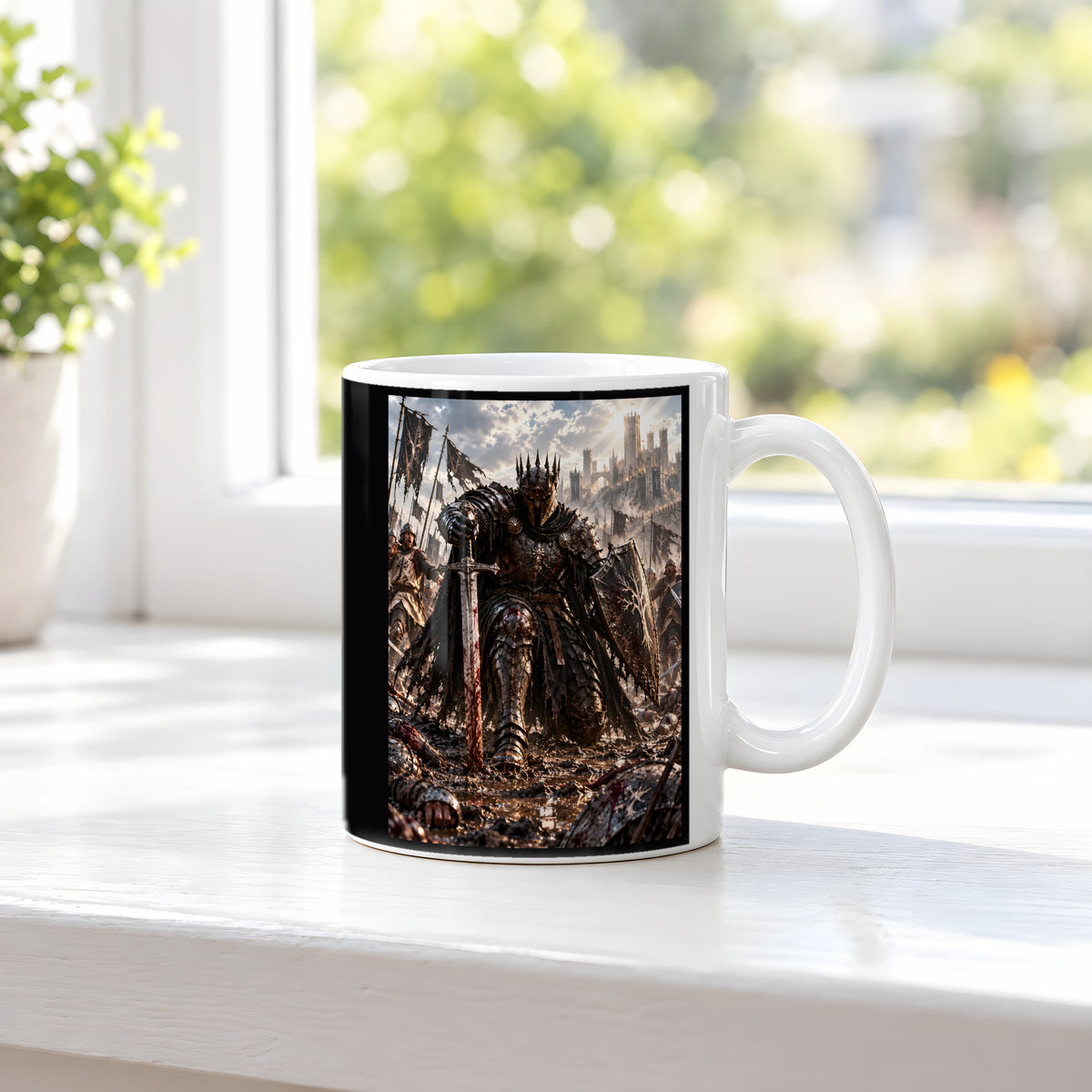 Wieder aufstehen – Fantasywand-Fantasymotiv. 3 FENSTER. Weiß.