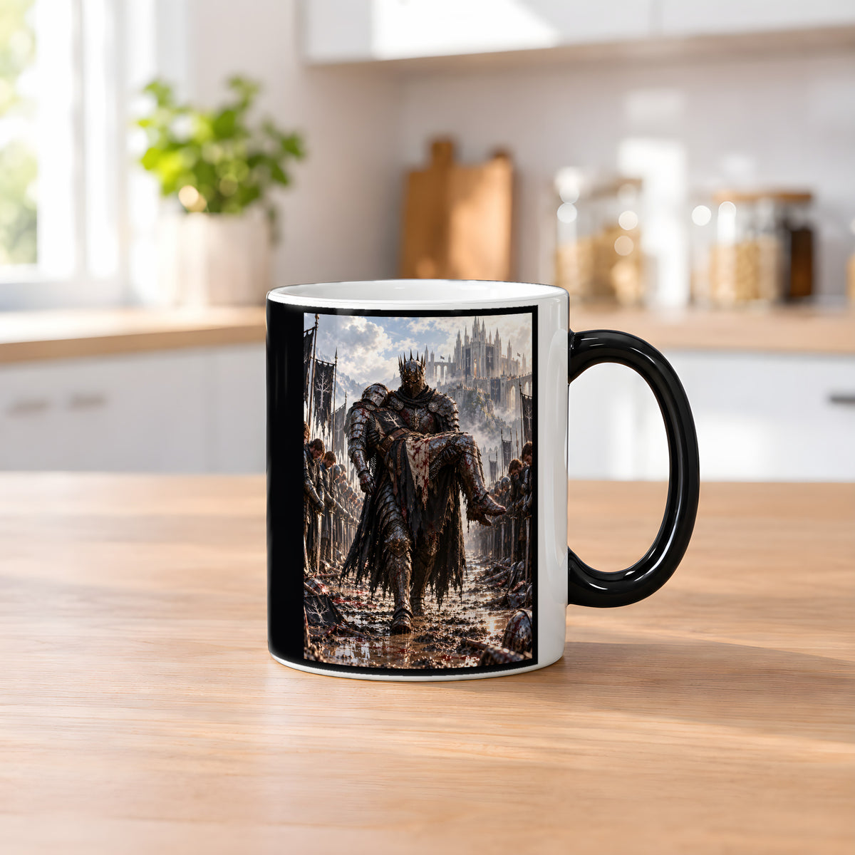 Abschied – Fantasywand-Fantasymotiv. 2 KUECHE HEISS. Zaubertasse: Wärmeeffekt.