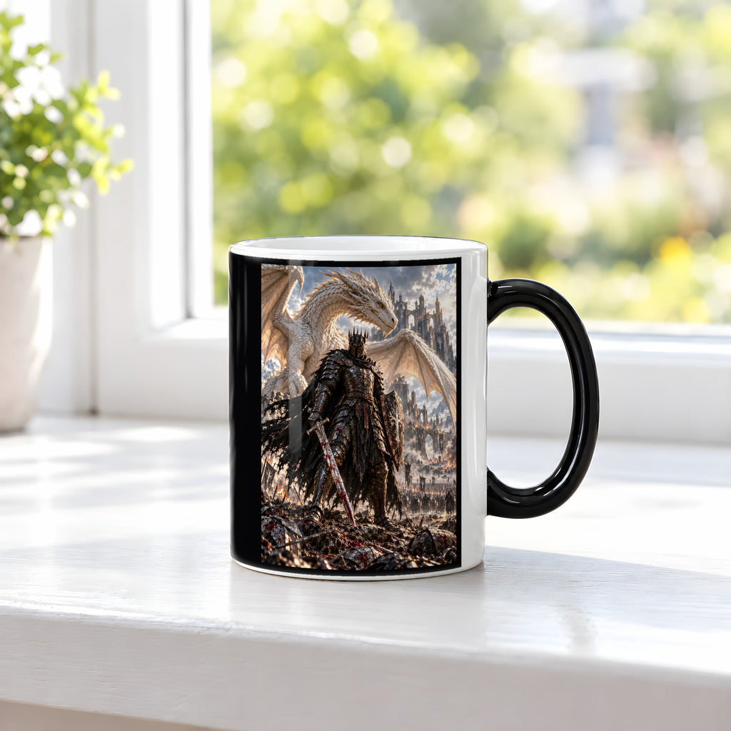 Letzter Widerstand – Fantasywand-Fantasymotiv. 3 FENSTER HEISS. Zaubertasse: Wärmeeffekt.