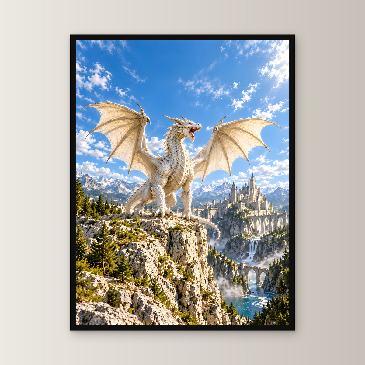 Der Elfenbeinsturm – Fantasywand-Fantasymotiv. 1 FRONTAL.