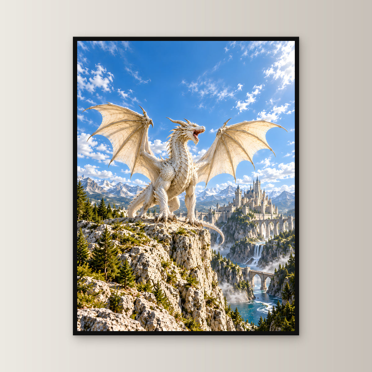 Der Elfenbeinsturm – Fantasywand-Fantasymotiv. 1 FRONTAL.