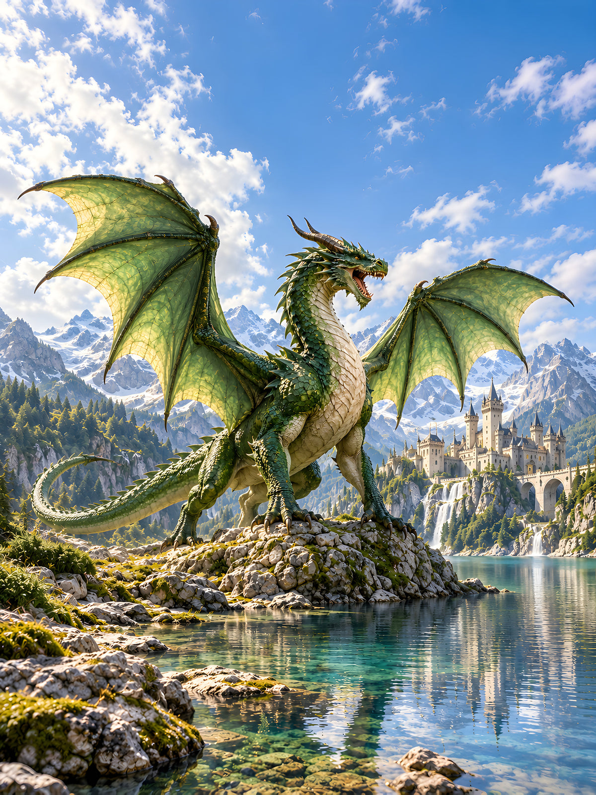 Der Smaragdwächter – Fantasywand-Fantasymotiv. 4 MOTIV VOLLSTAENDIG.