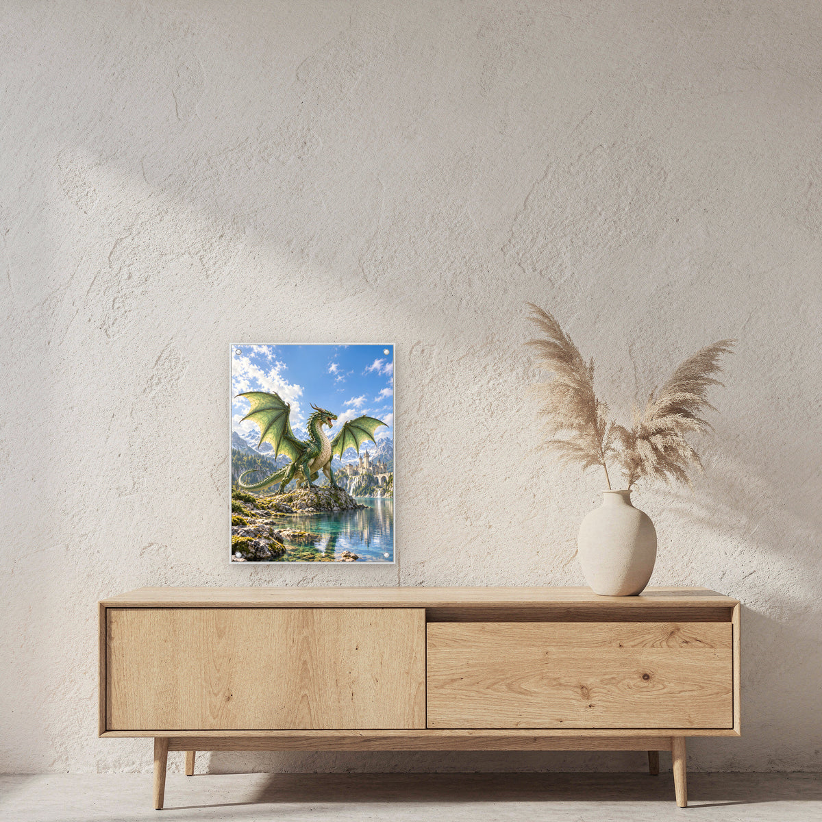 Der Smaragdwächter – Fantasywand-Fantasymotiv. 2 RAUM 45x60cm.