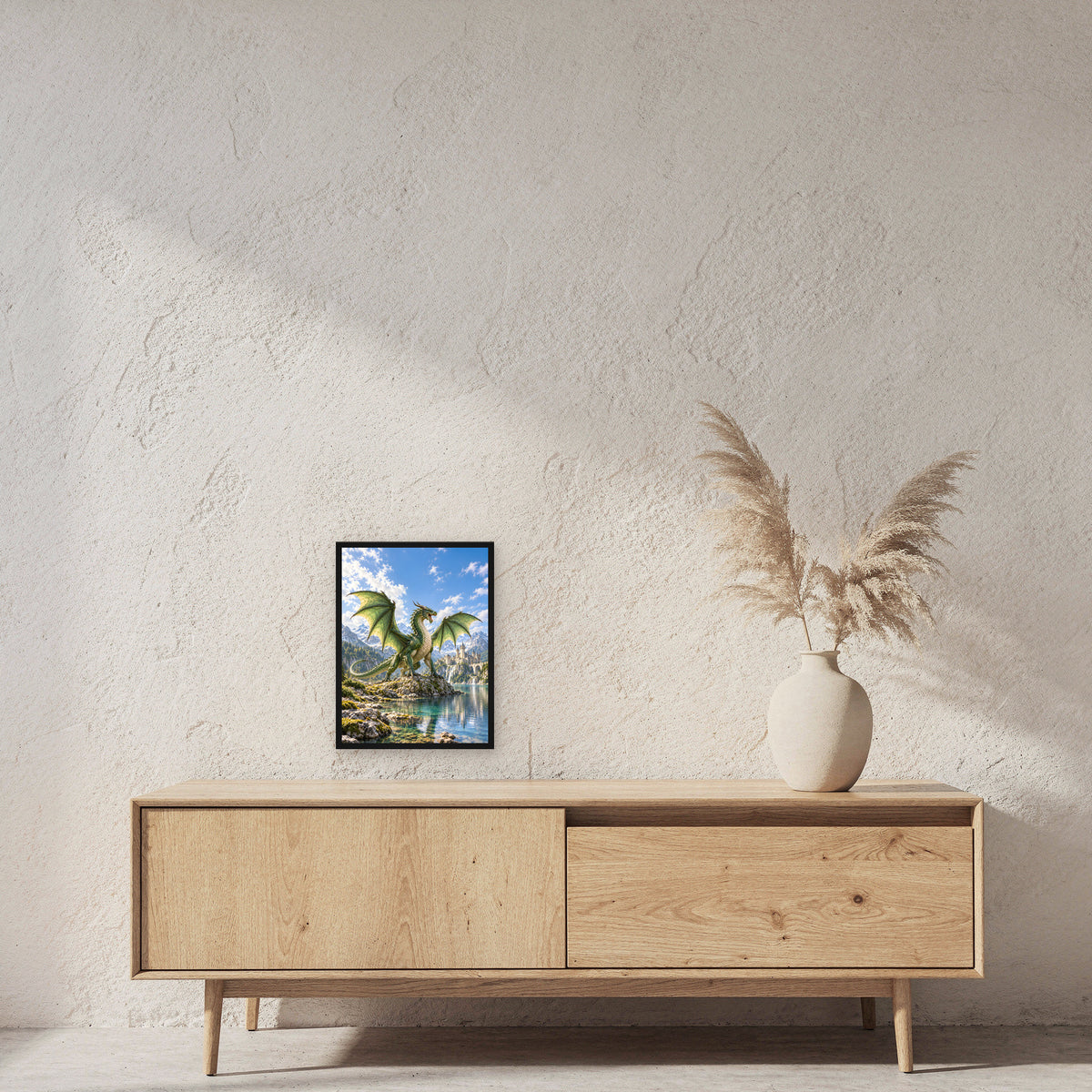 Der Smaragdwächter – Fantasywand-Fantasymotiv. 2 RAUM 30x40cm.