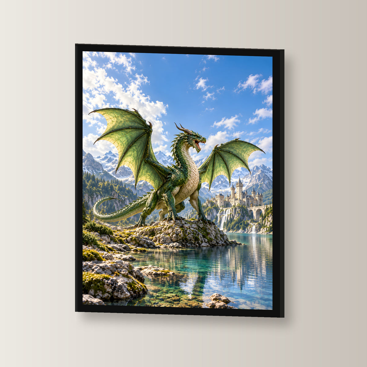 Der Smaragdwächter – Fantasywand-Fantasymotiv. 3 WINKEL.