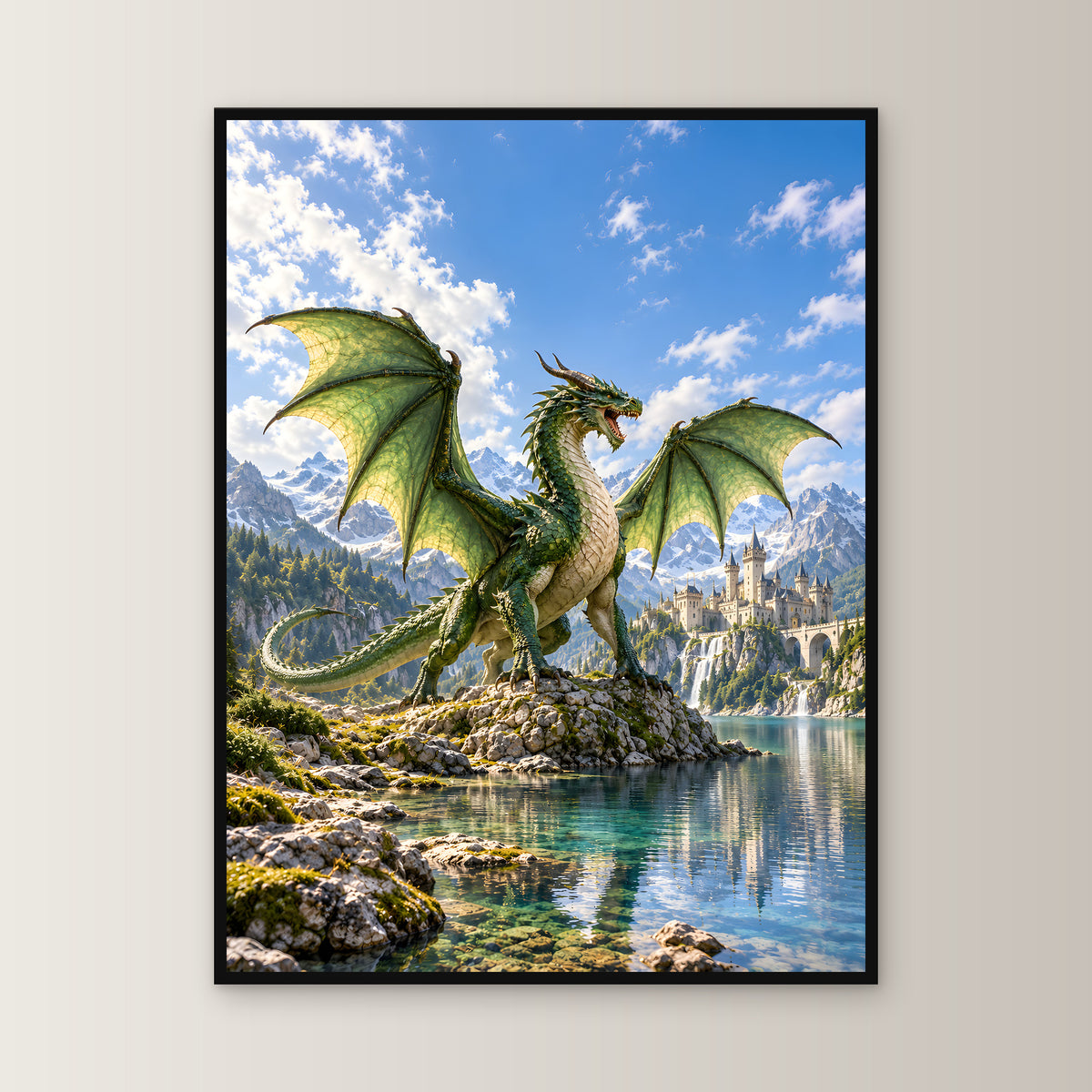 Der Smaragdwächter – Fantasywand-Fantasymotiv. 1 FRONTAL.