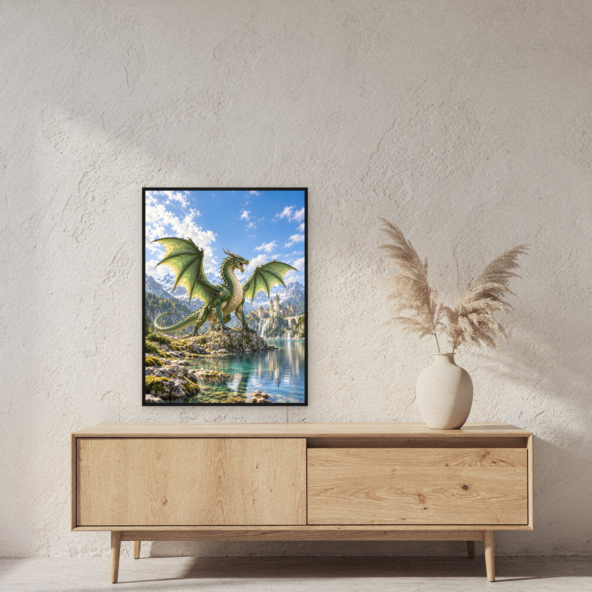 Der Smaragdwächter – Fantasywand-Fantasymotiv. 2 RAUM 60x80cm.