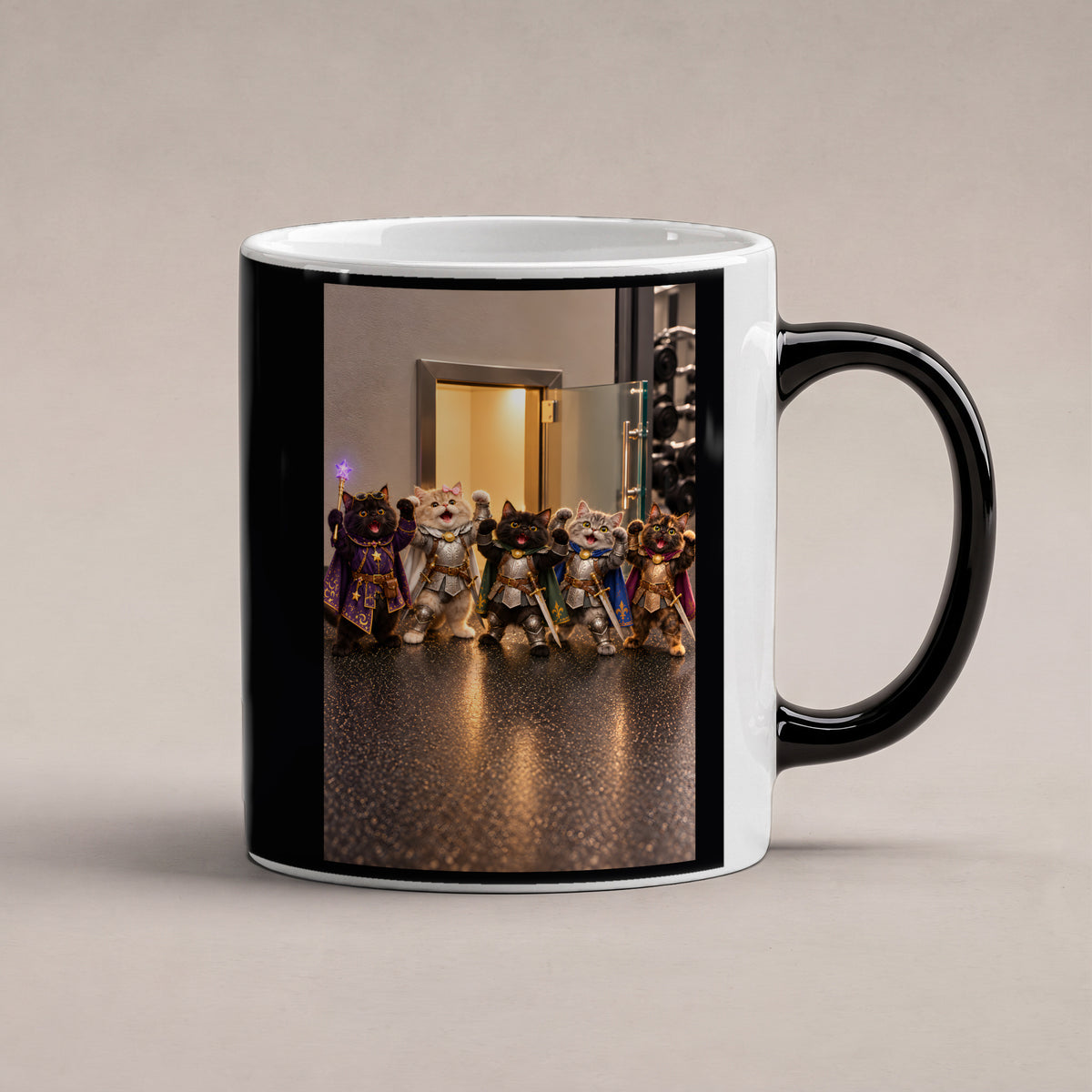 Gruppenpose tiefere Ansicht. Katzentasse. 1 STUDIO · Zaubertasse