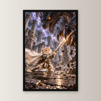 Drachenkampf zwischen Säulen. Gerahmtes Katzenbild. 1 FRONTAL · 30×45 cm