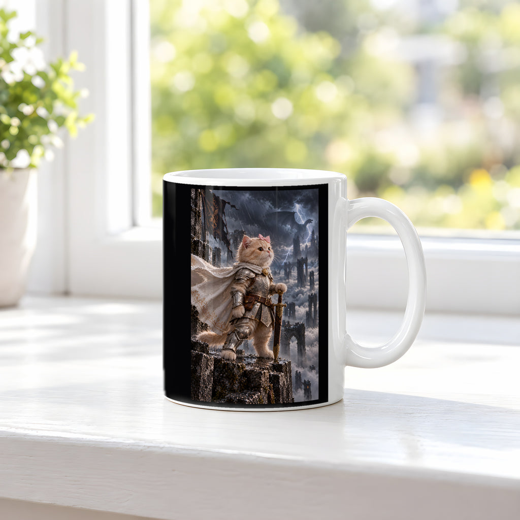 Sturmwache über den Wolken. Katzentasse. 3 FENSTER · Weiß