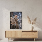 Sturmwache über den Wolken. Gerahmtes Katzenbild. 2 RAUM · 60×90 cm