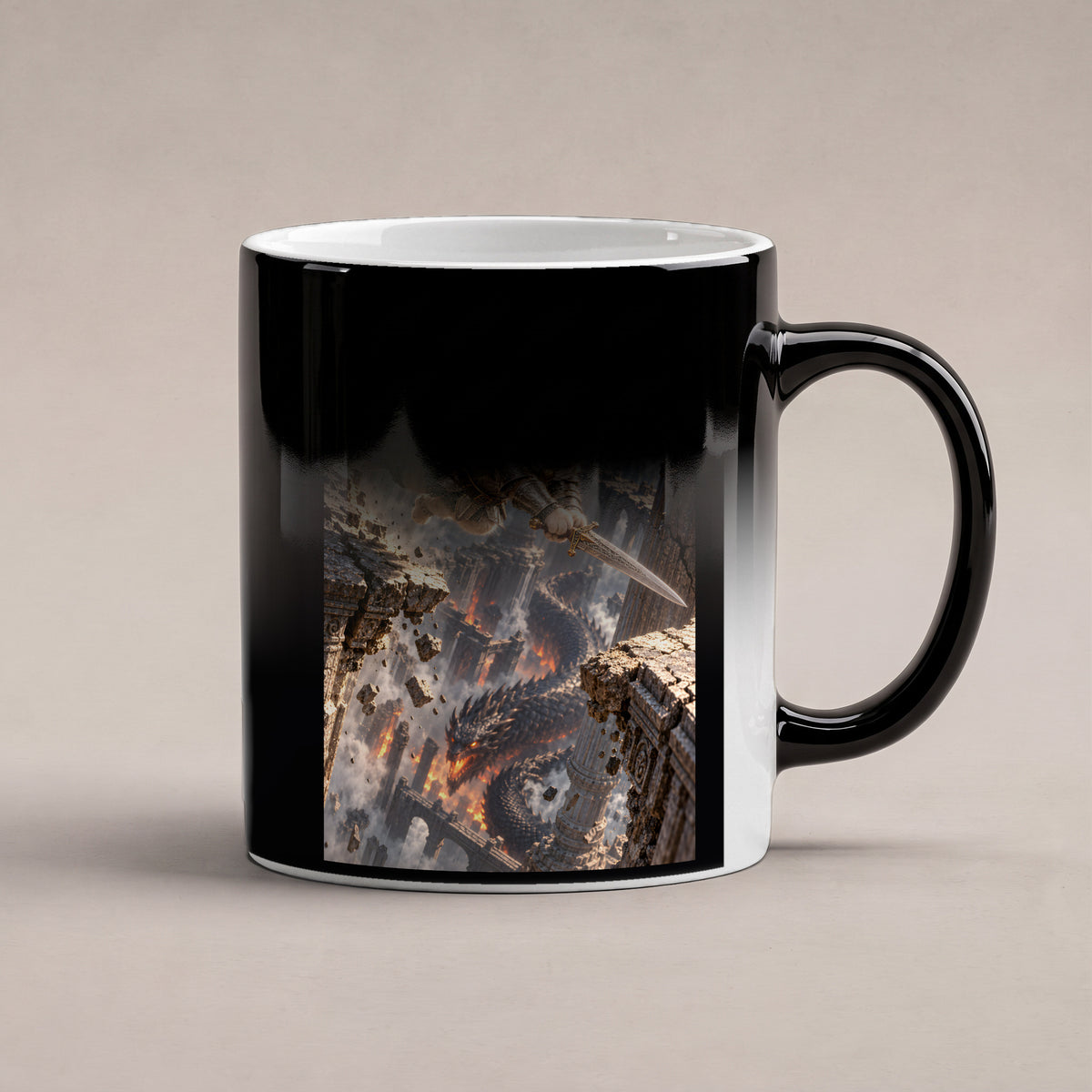 Sprung durch Säulenruinen. Katzentasse. 6 WAERMEEFFEKT · Zaubertasse