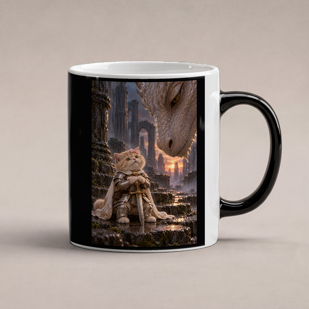 Ruhiger Moment mit riesigem Drachen. Katzentasse. 1 STUDIO · Zaubertasse