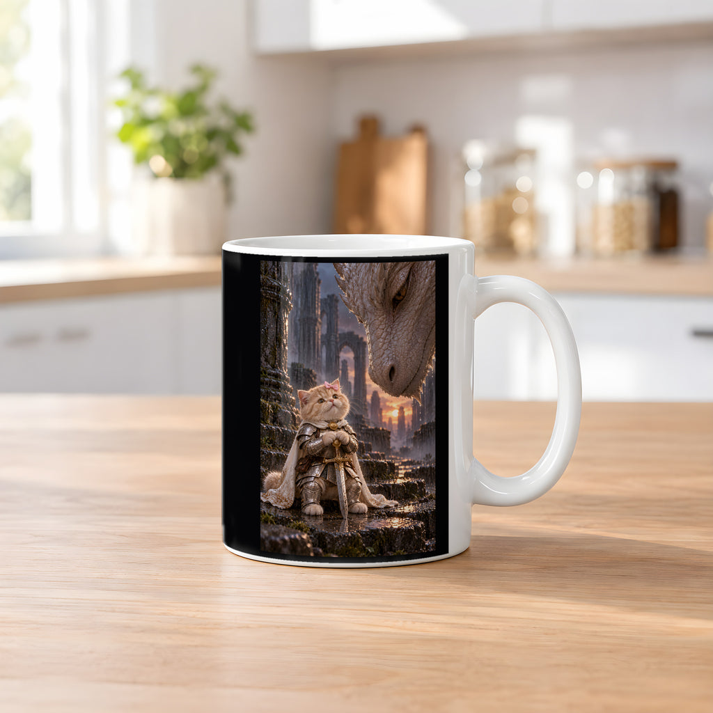 Ruhiger Moment mit riesigem Drachen. Katzentasse. 2 KUECHE · Weiß