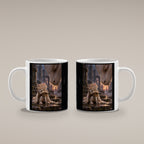 Ruhiger Moment mit riesigem Drachen. Katzentasse. 4 BEIDE SEITEN · Weiß