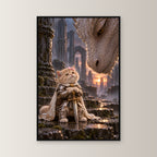Ruhiger Moment mit riesigem Drachen. Gerahmtes Katzenbild. 1 FRONTAL · 60×90 cm