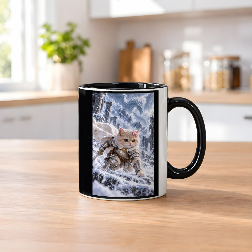 Ritterkatze im Schneesturm. Katzentasse. 2 KUECHE · Innen schwarz