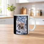 Ritterkatze im Schneesturm. Katzentasse. 2 KUECHE · Weiß